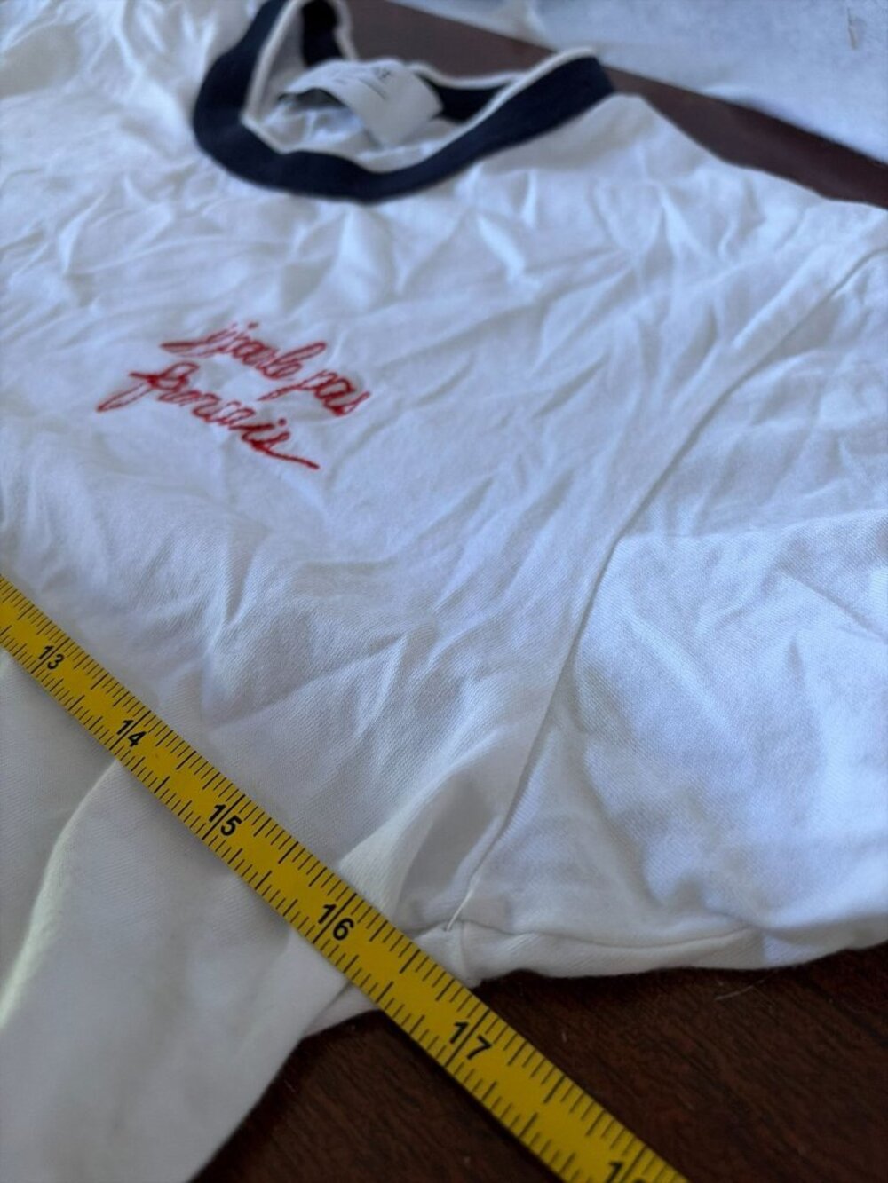 La Ligne Embroidered "J'parle pas français" Ringer Tee Listing SZ M - Picture 10 of 13